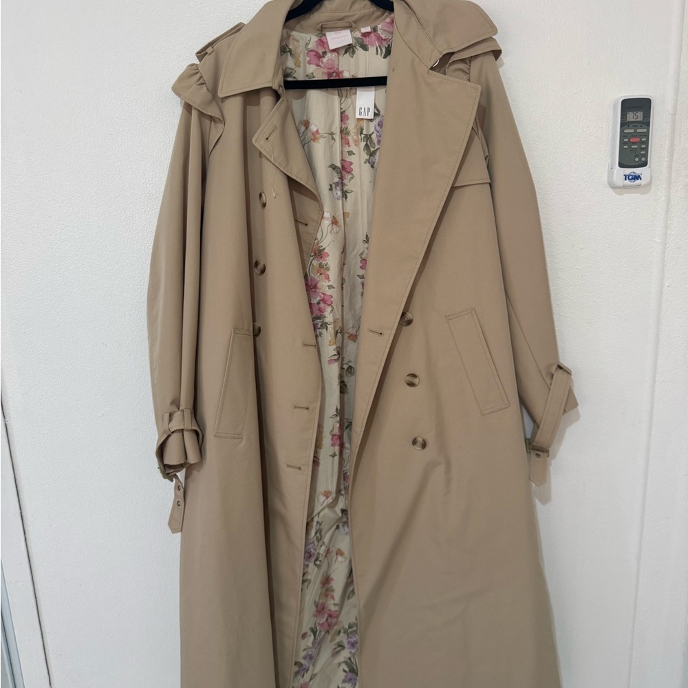 GAP x LoveShackFancy Tan Trench Coat with Floral Lining